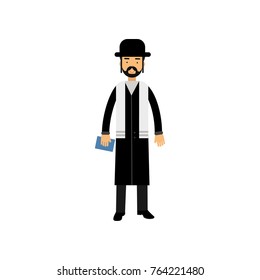 Jewish Rabbi character, religion representative vector Illustration