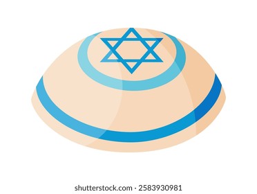 Jewish religion Kippah Hand drawn trendy flat style isolated icon. Jewish headwear yarmulke. Vector illustration