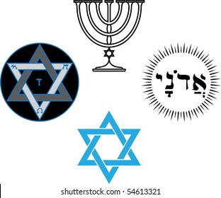 The jewish religious and magic symbols. vector illustration