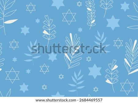 Jewish seamless pattern with flowers and star of David. Hanukkah background 