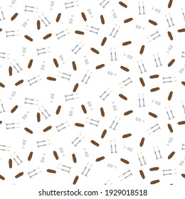 Jewish Shabbat seamless pattern, Shabbat candles, Kiddush cup and Challah pattern on White background