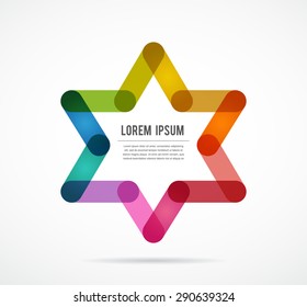 Jewish sign  colorful magen david  star.  vector illustration