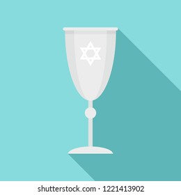 Jewish silver cup icon. Flat illustration of jewish silver cup vector icon for web design