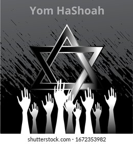 Jewish star with barbed wire and candles, International Holocaust Remembrance Day poster, January 27. World War II Remembrance Day.Yellow Star of David used Ghetto and Concentration Camps. Vector