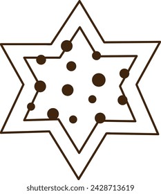 Jewish Star Cookie Doodle Vector Illustration