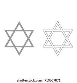 Jewish star of David grey set icon .