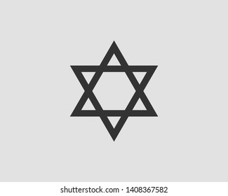 Jewish Star of David icon. Vector six pointed stars symbol.