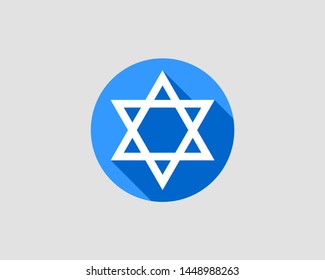 Jewish Star of David icon. Vector six pointed stars symbol.