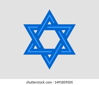 Jewish Star of David icon. Vector six pointed stars symbol.