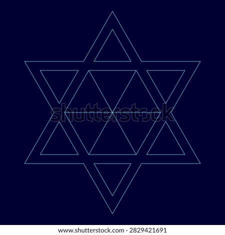 Jewish star of David low poly triangulation triangulated polygonal electric cyan blue vibrant aqua neon color vector illustration image outline contour line style
