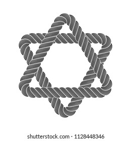 Jewish Star of David Six Point Star. Simple illustration of rope realistic Jewish Star of David Six Point Star isolated on white vector for web or print design