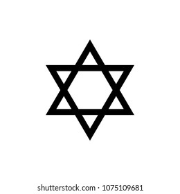 Jewish Star of David Six Pointed Star in black with Interlocking Style vector icon