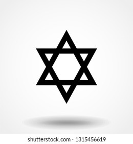 Jewish Star of David Six Pointed Star in black with Interlocking Style vector icon