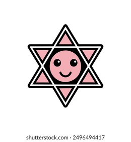 Jewish Star of David Vector Clipart | Six-Pointed Star Line Art Illustration