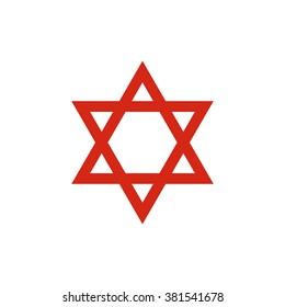 Jewish star of David. Vector icon red
