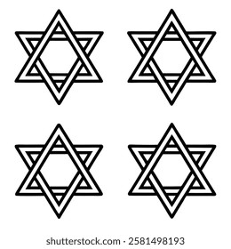 jewish star icon on white background