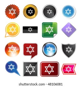 Jewish star icon web button isolated on a background.