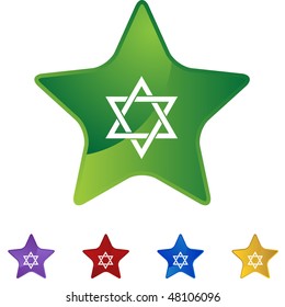 Jewish star icon web button isolated on a background.