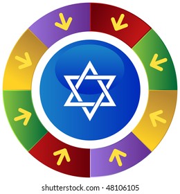 Jewish star icon web button isolated on a background.