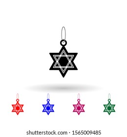 Jewish star multi color icon. Simple glyph, flat vector of hanukkah icons for ui and ux, website or mobile application