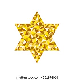 Jewish star on white background in low poly design style. Low polygon template in the form of Jewish Star. Low polygonal vector illustration