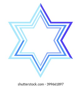 Jewish star painted by different blue colors