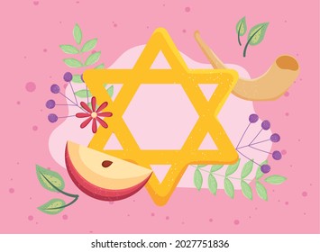 jewish star and rosh hashanah icons