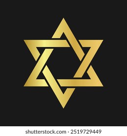 jewish star shape gold isolated black background