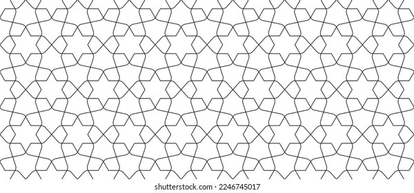 Jewish star thin line ornate seamless pattern vector illustration