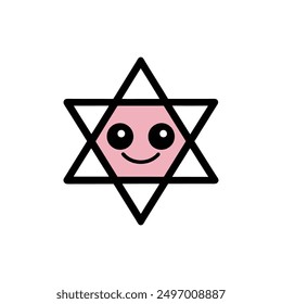 Jewish Star vector clipart, six-pointed star line art for religious and cultural designs 