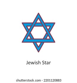Jewish Star vector filled outline Icon Design illustration. Holiday Symbol on White background EPS 10 File