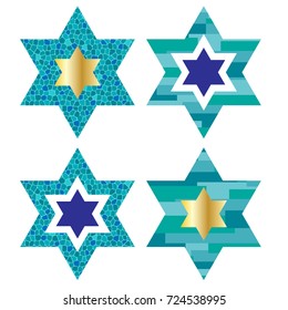 Jewish stars with pattern backgrounds