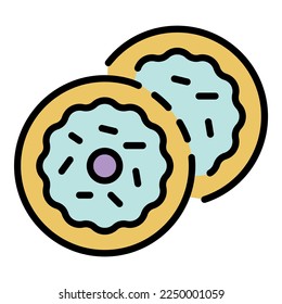 Jewish sweet bakery icon. Outline jewish sweet bakery vector icon color flat isolated on white