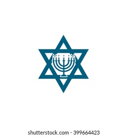 Jewish symbol. Vector icon blue
