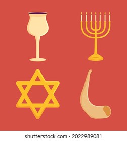 Jewish symbols icon set design