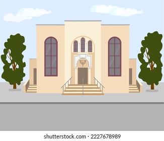 Jewish synagogu   The building of light stone   building is traditionally Hanukkah Vector 