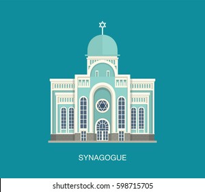 Jewish synagogue in Astana, Kazakhstan. Vector illustration for religious building design. Architecture of temple.