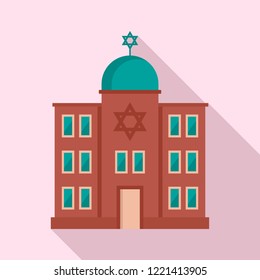 Jewish synagogue icon. Flat illustration of jewish synagogue vector icon for web design