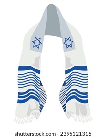 jewish tallit of blue color vector isolated