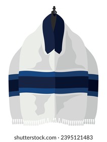 jewish tallit of blue and white color vector isolated