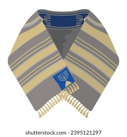 jewish tallit with menorah decoration vector isolated