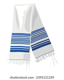 jewish tallit of white and blue color vector isolated