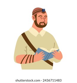 jewish tefillin traditional illustration vector
