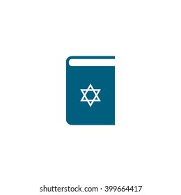 Jewish torah book. Vector icon blue
