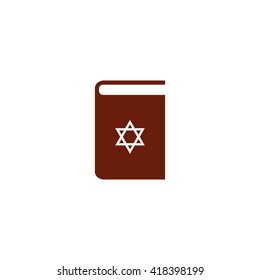 Jewish torah book. Vector icon brown