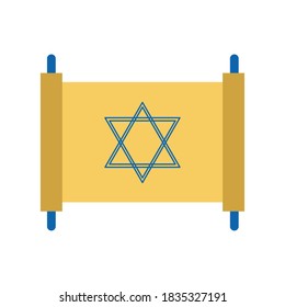Jewish torah flat style icon design, Hanukkah holiday celebration judaism religion festival traditional and culture theme Vector illustration