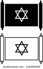 Jewish Torah Icon On White Background. Holy Scriptures Scroll Sign. Rosh Hashanah And Scroll Symbol. Torah Icon. Flat Style.