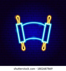 Jewish Torah Neon Sign. Vector Illustration of Rosh Hashanah Promotion.