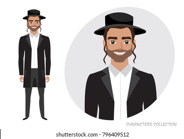 jewish vector character isolated on white background