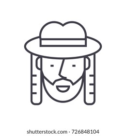 jewish vector line icon, sign, illustration on background, editable strokes